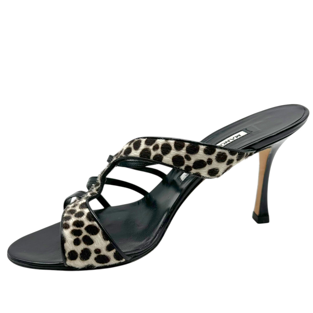 Manolo Blahnik Spotted Ponyhair Strappy Heeled Sandals