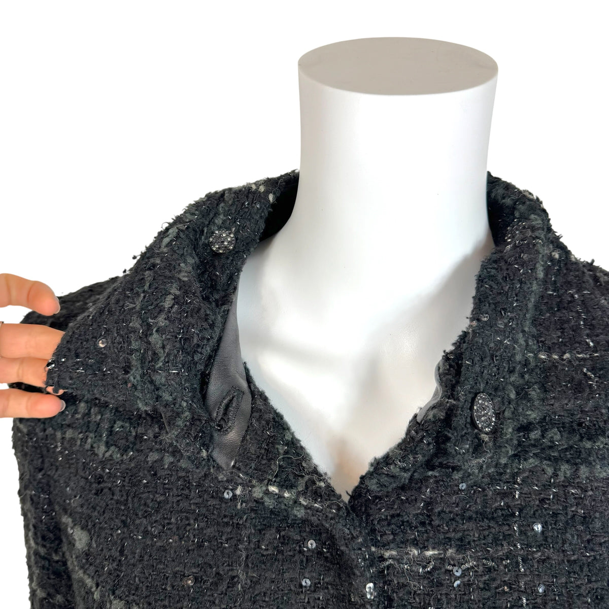Chanel Autumn 2003 Black & Gray Sequin Embellished Tweed Jacket