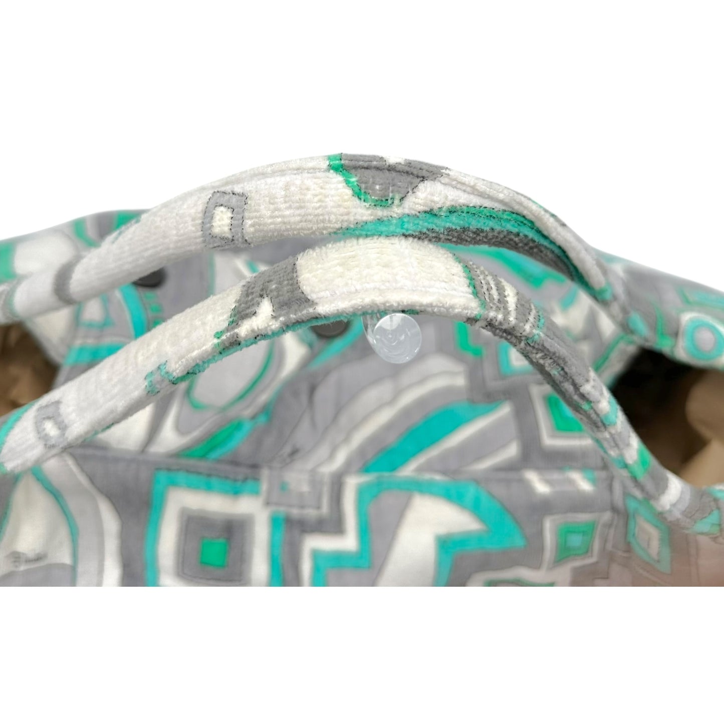 Emilio Pucci Teal & Gray Patterned Terrycloth Tote Bag