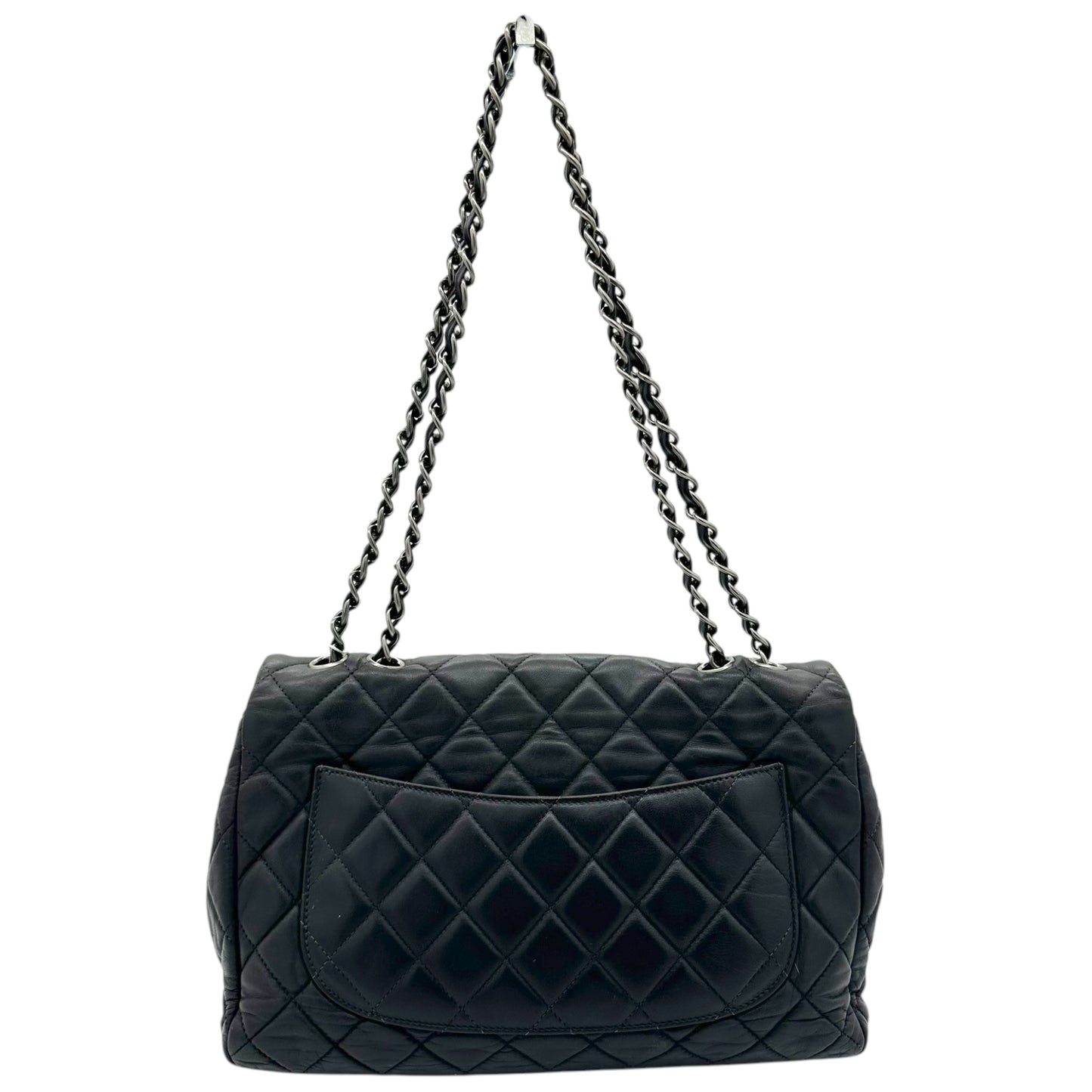 Chanel 2008 Gray Lambskin Jumbo Single Flap Bag