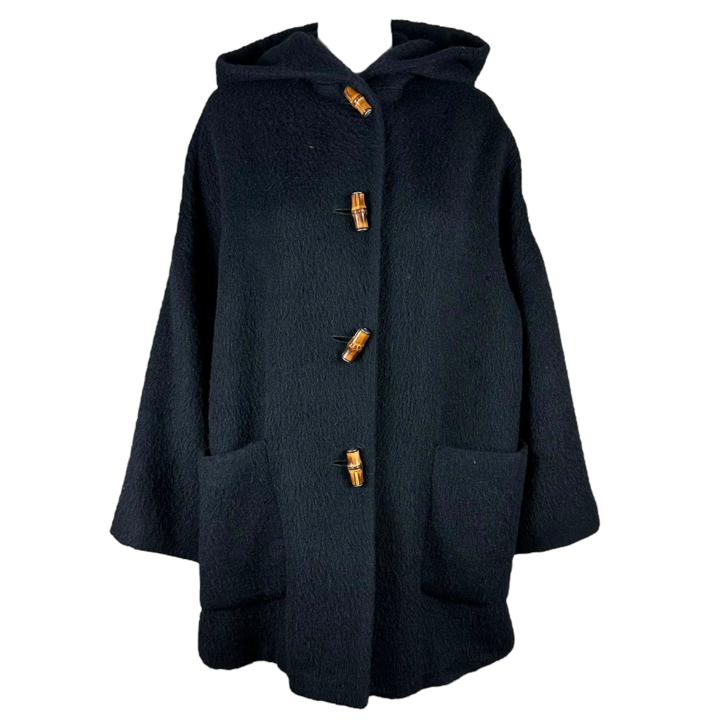 Gucci Bamboo Toggle Coat Black Hooded 1990s Vintage