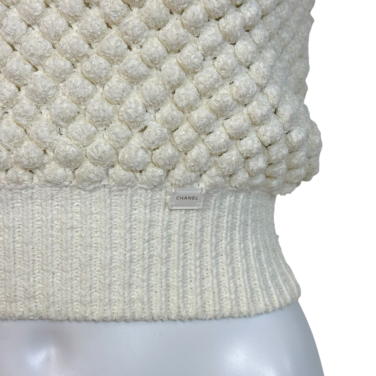Chanel Ivory Crochet Open-Knit Cropped Top