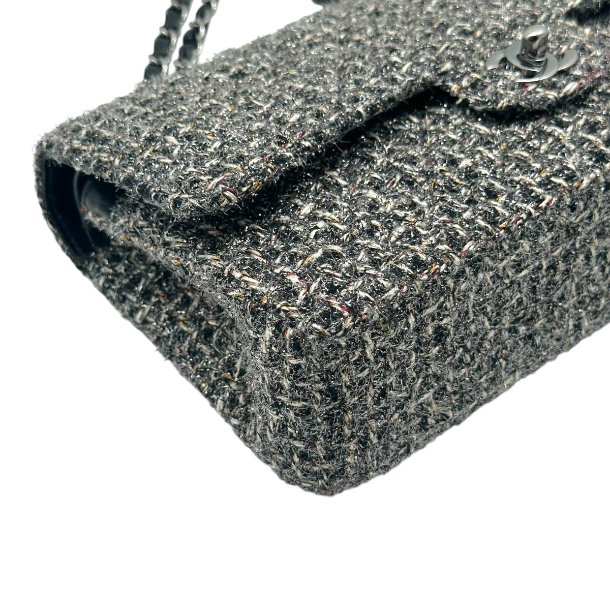 Chanel Medium Classic Flap Bag Dark Gray Metallic Tweed