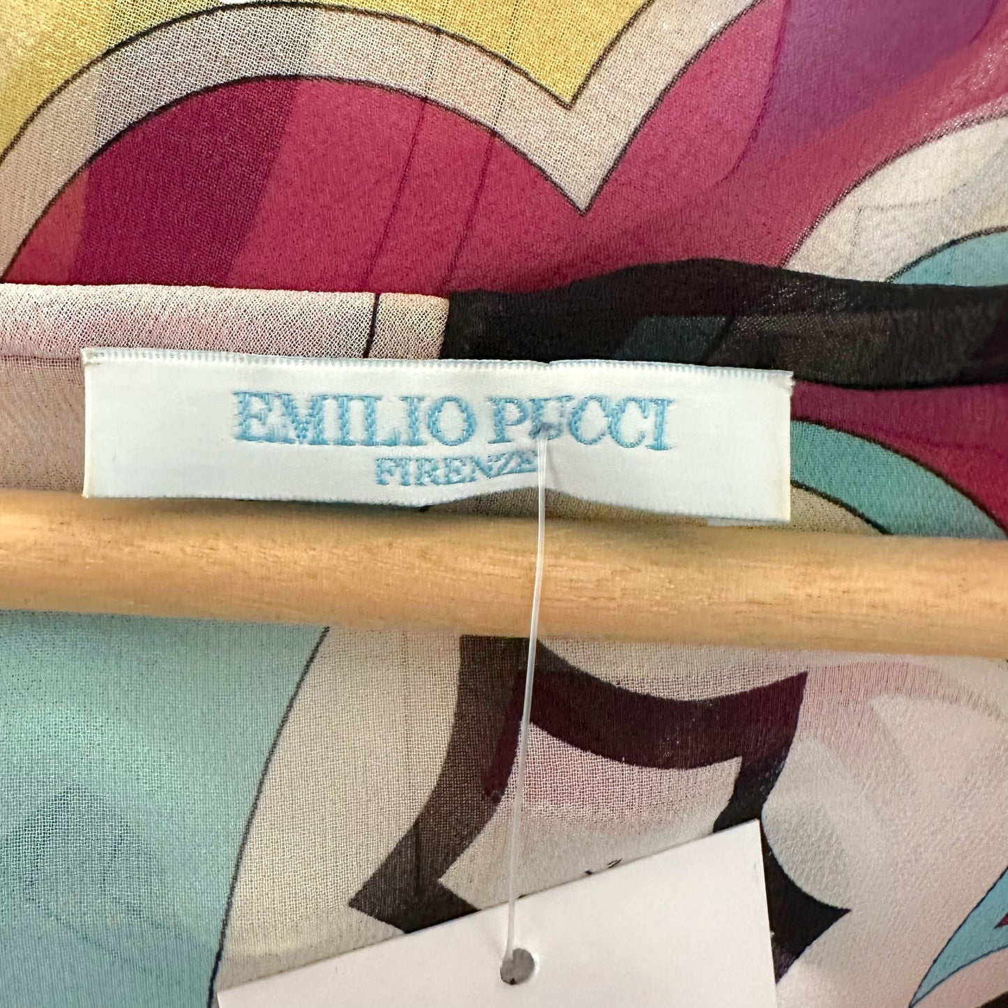 Emilio Pucci Pink & Blue Printed Sheer Silk Blouse