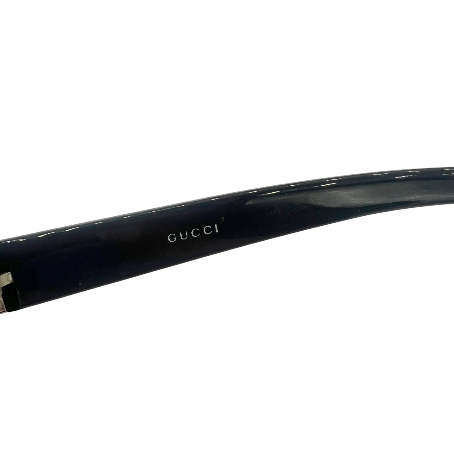 Gucci 90's Black Slim Oval Sunglasses w/ Crystal G Logo GG2549