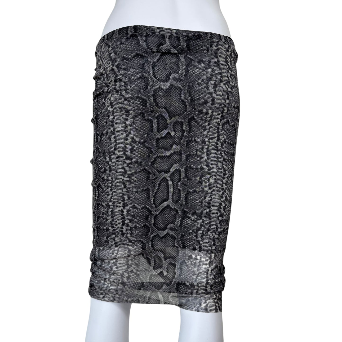 Jean Paul Gaultier Soleil Gray Snakeskin Print Mesh Midi Skirt