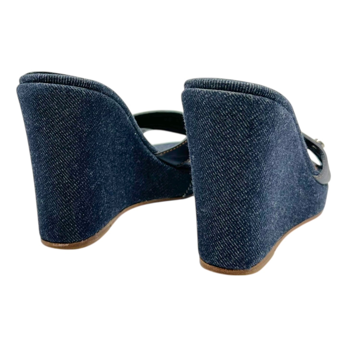 Salvatore Ferragamo Denim Mule Wedge Sandals