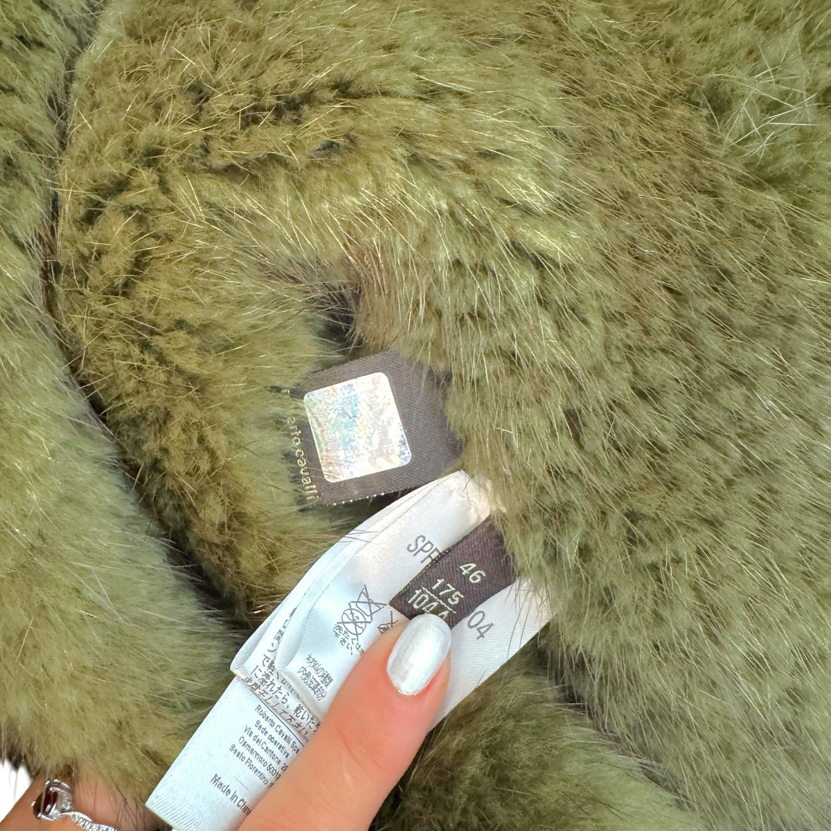 Roberto Cavalli Mink Fur Puff Sleeve Coat Khaki Green