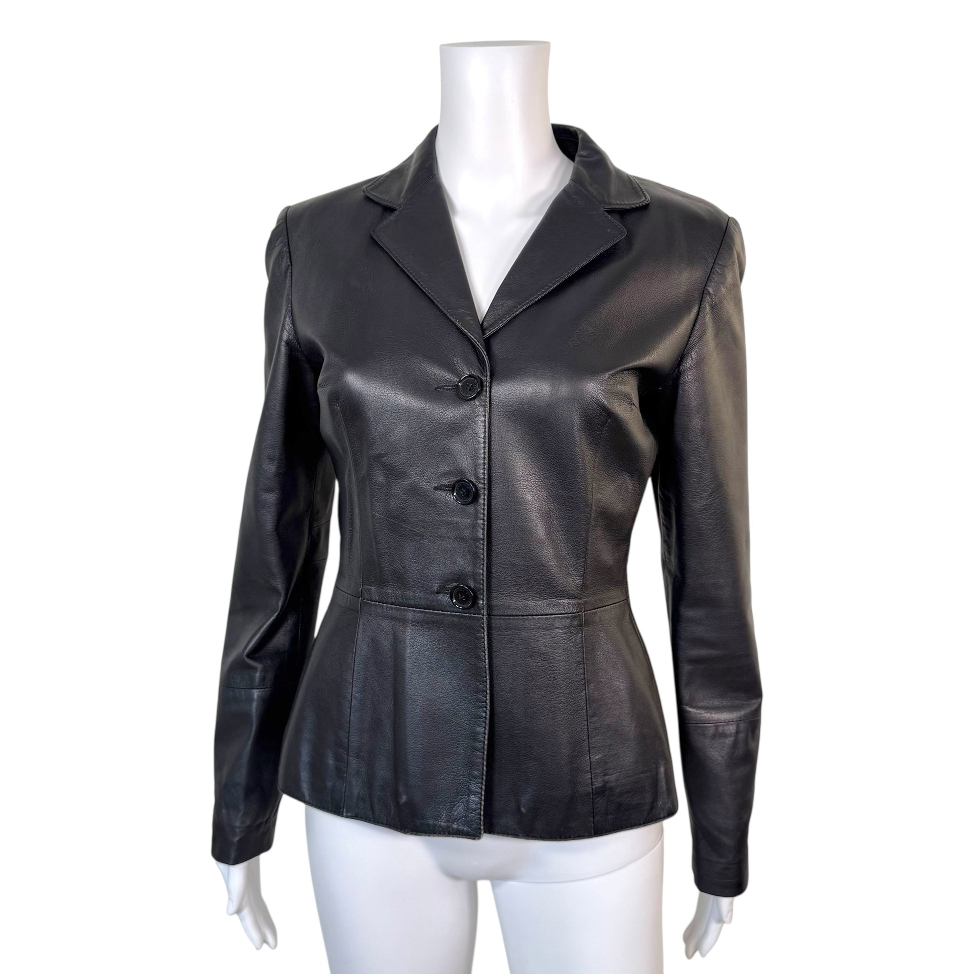 Dolce & Gabbana Black Leather Blazer Jacket - Outfit Repeater