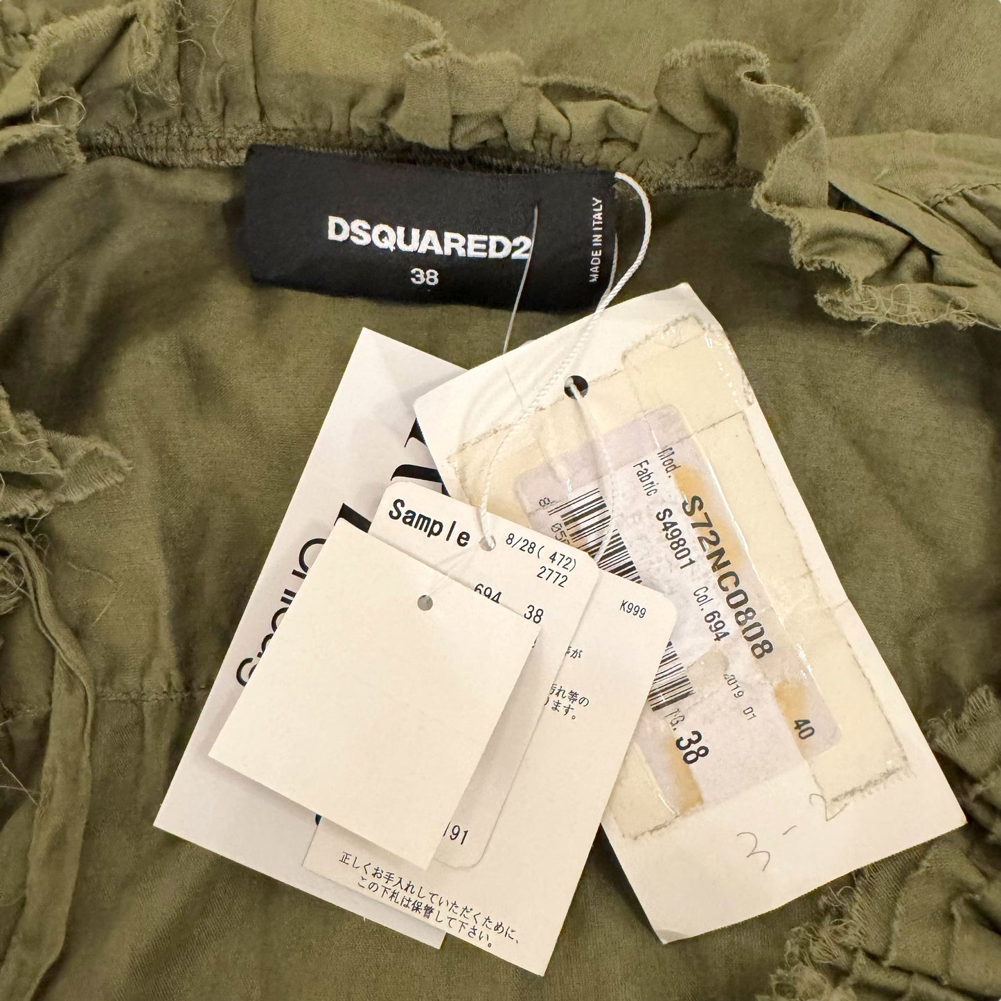 Dsquared2 Khaki Green Multi-Tie Sheer Blouse NEW - Outfit Repeater