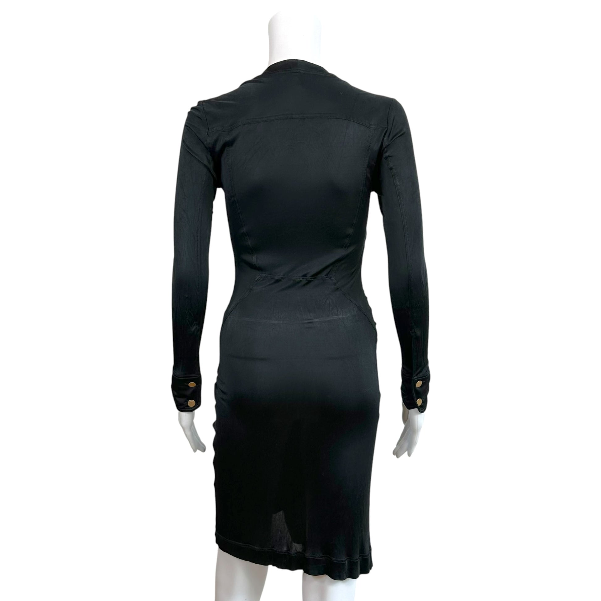 Gucci Black Silk Knit Plunge Neck Midi Dress