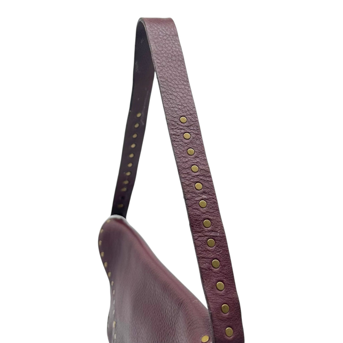 Celine Burgundy Leather Studded Shoulder Bag