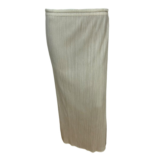 Issey Miyake Pleats Please Beige Ivory Mesh Maxi Skirt