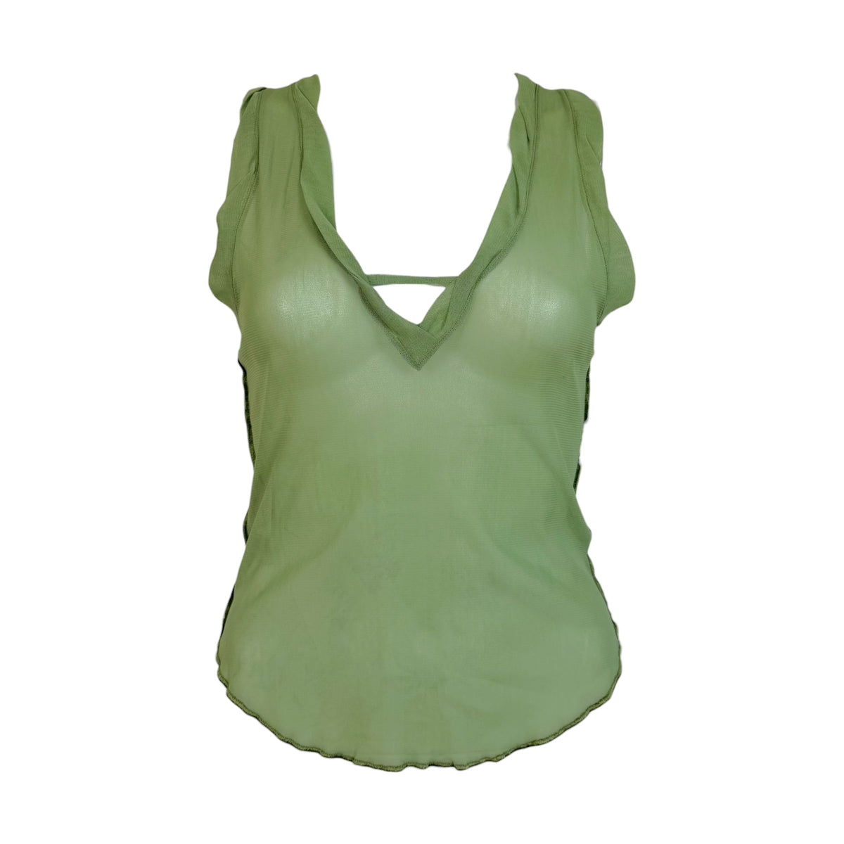 Jean Paul Gaultier Light Green Mesh Wrap Cropped Tank