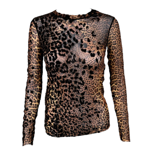 Jean Paul Gaultier Leopard Print Mesh & Velvet Longsleeve Top