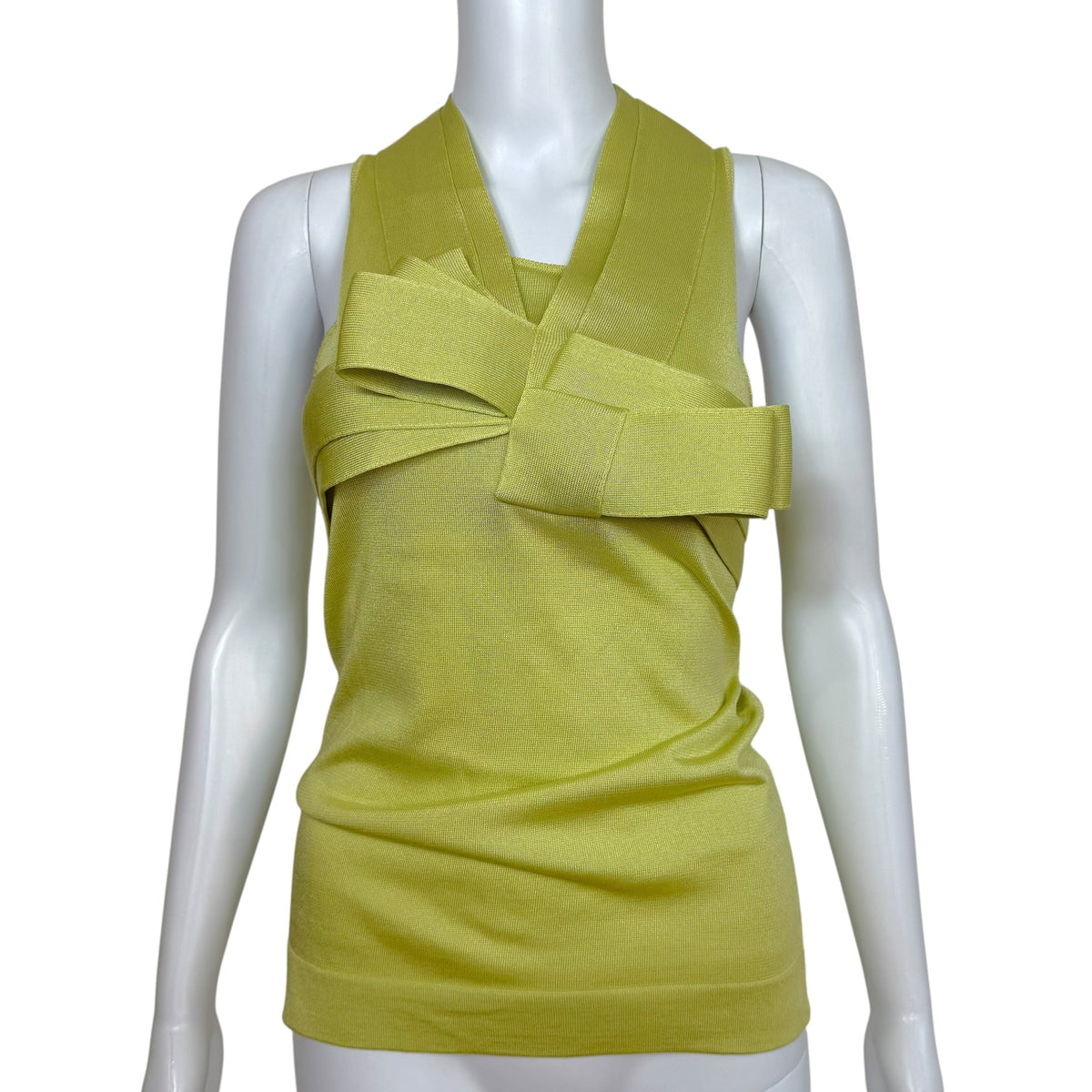 Celine Knit Bow Appliqué Tank Top Lime Green