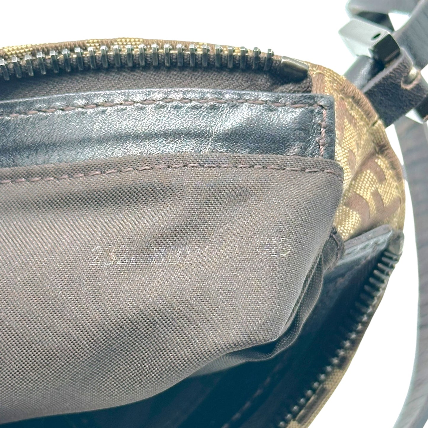 Fendi Tan & Brown Zucchino Monogram Shoulder Pochette Bag