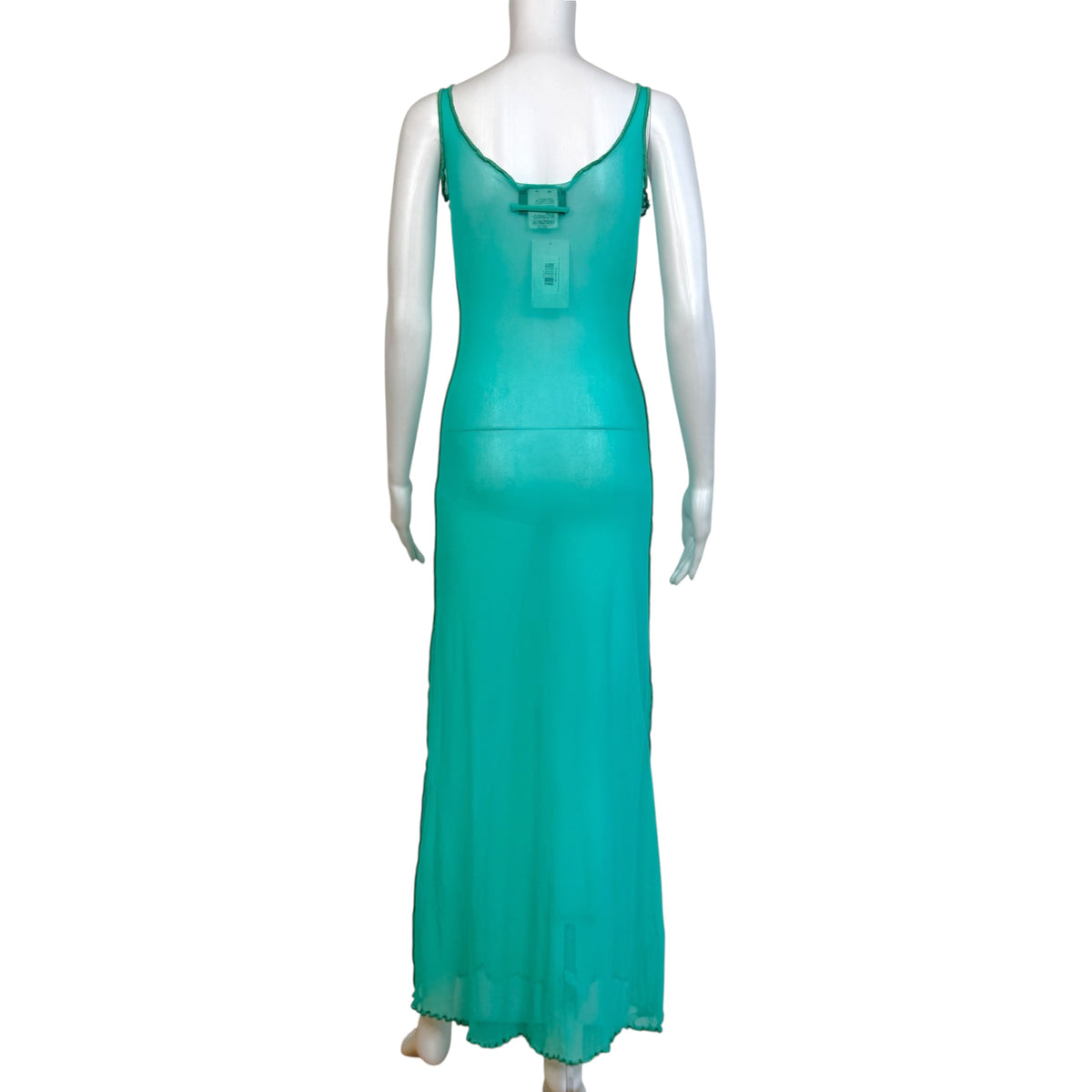 Jean Paul Gaultier Sheer Mesh Maxi Dress Turquoise Blue