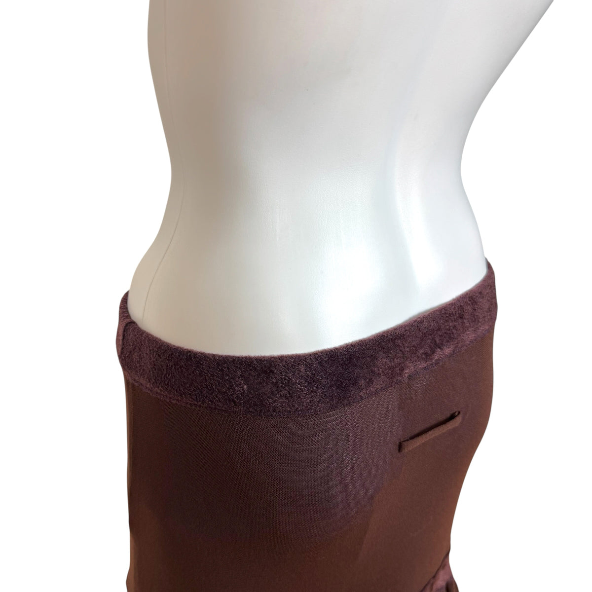 Jean Paul Gaultier Burgundy Mesh & Velvet Tiered Tutu Hem Midi Skirt