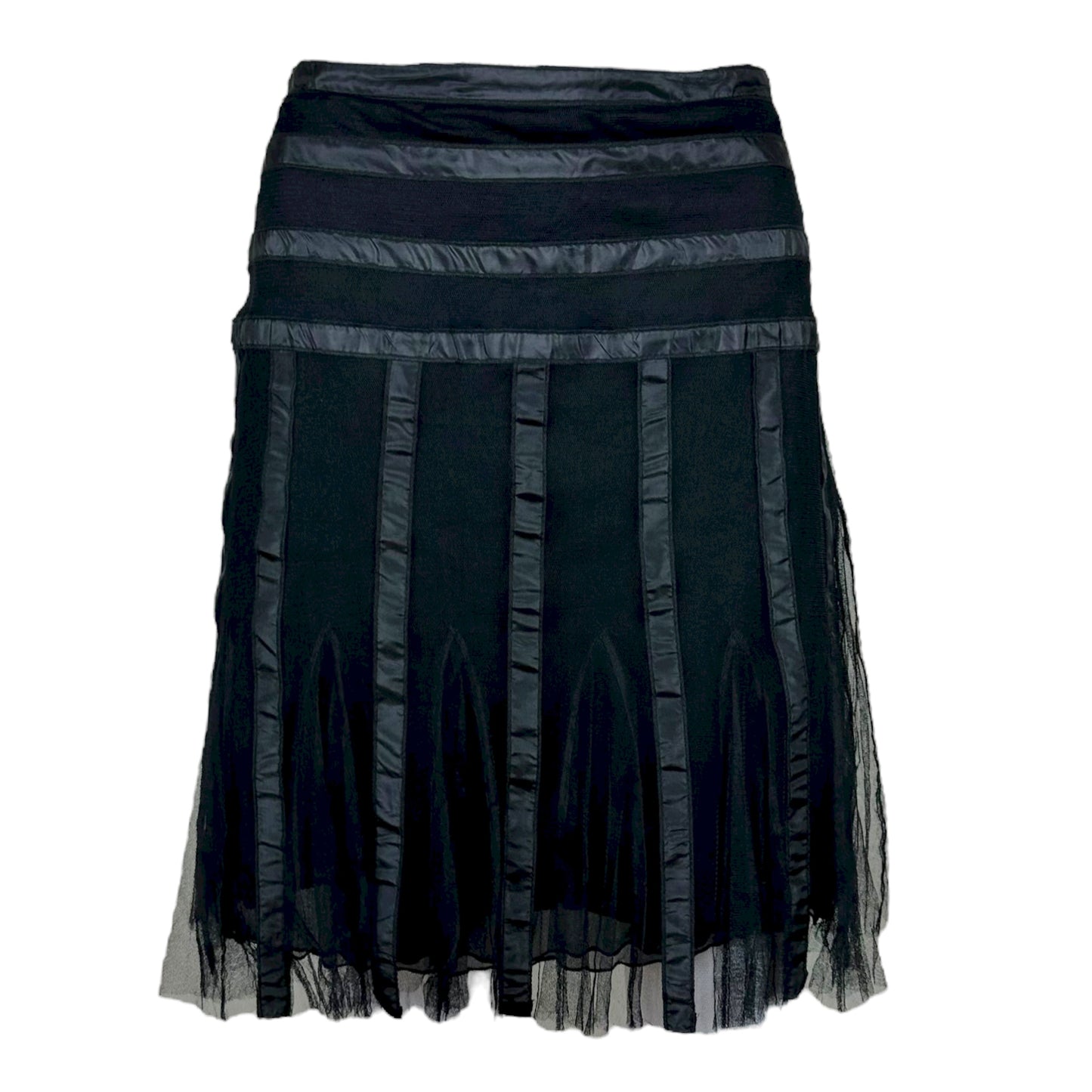 Blumarine Black Lace & Silk Midi Skirt - Outfit Repeater