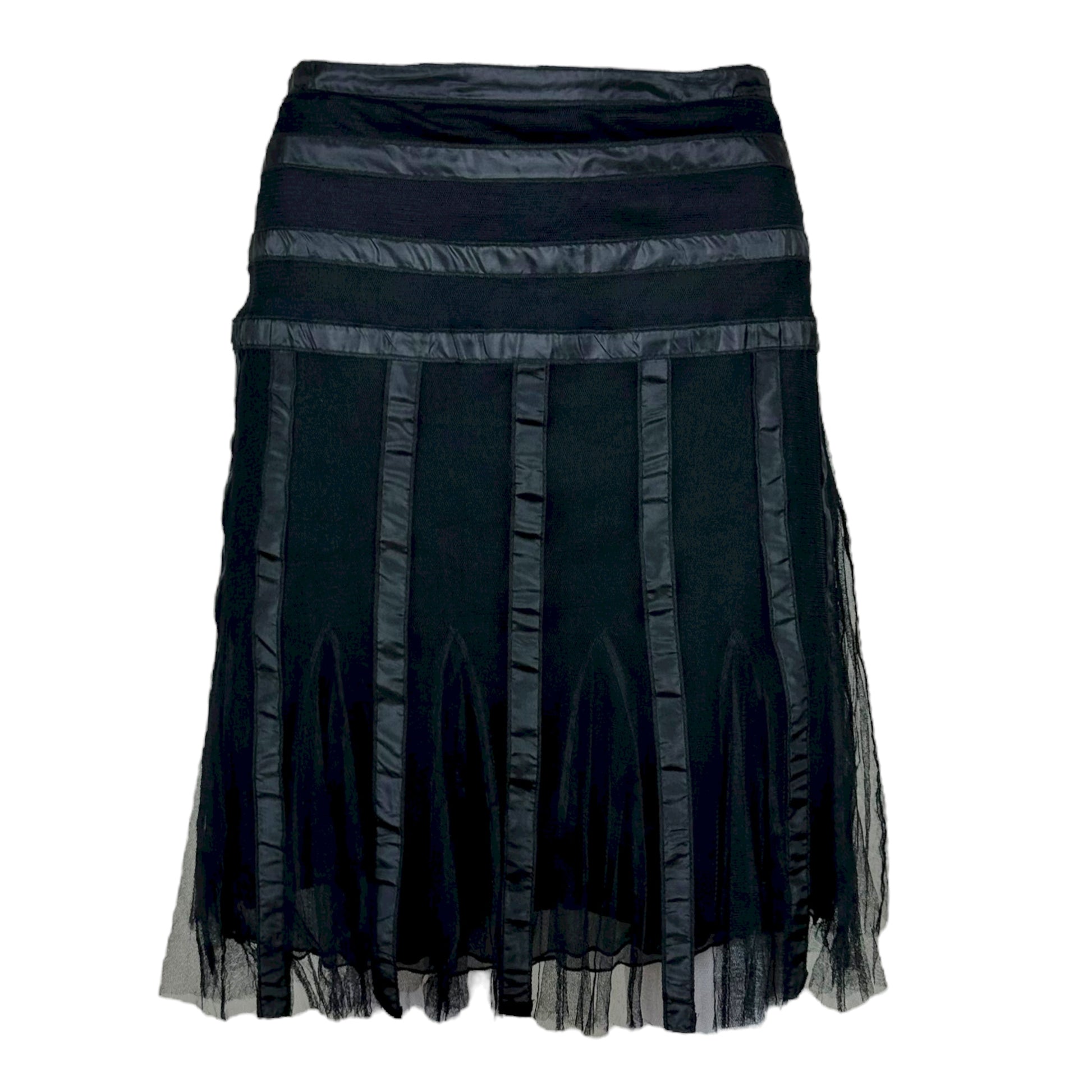Blumarine Black Lace & Silk Midi Skirt - Outfit Repeater