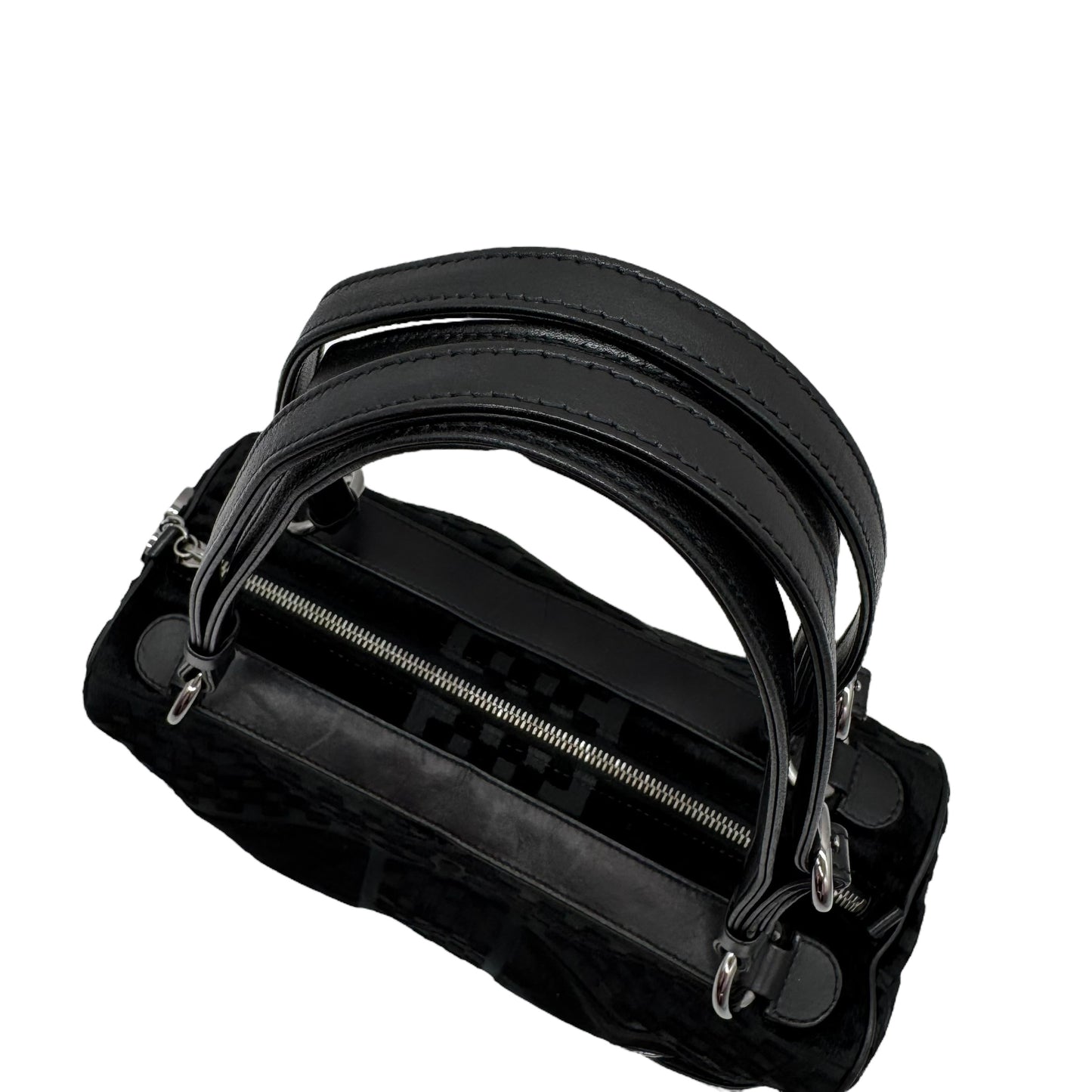 Chanel Black Lambskin & Velvet Checkered Logo Shoulder Bag 2005-06 - Outfit Repeater