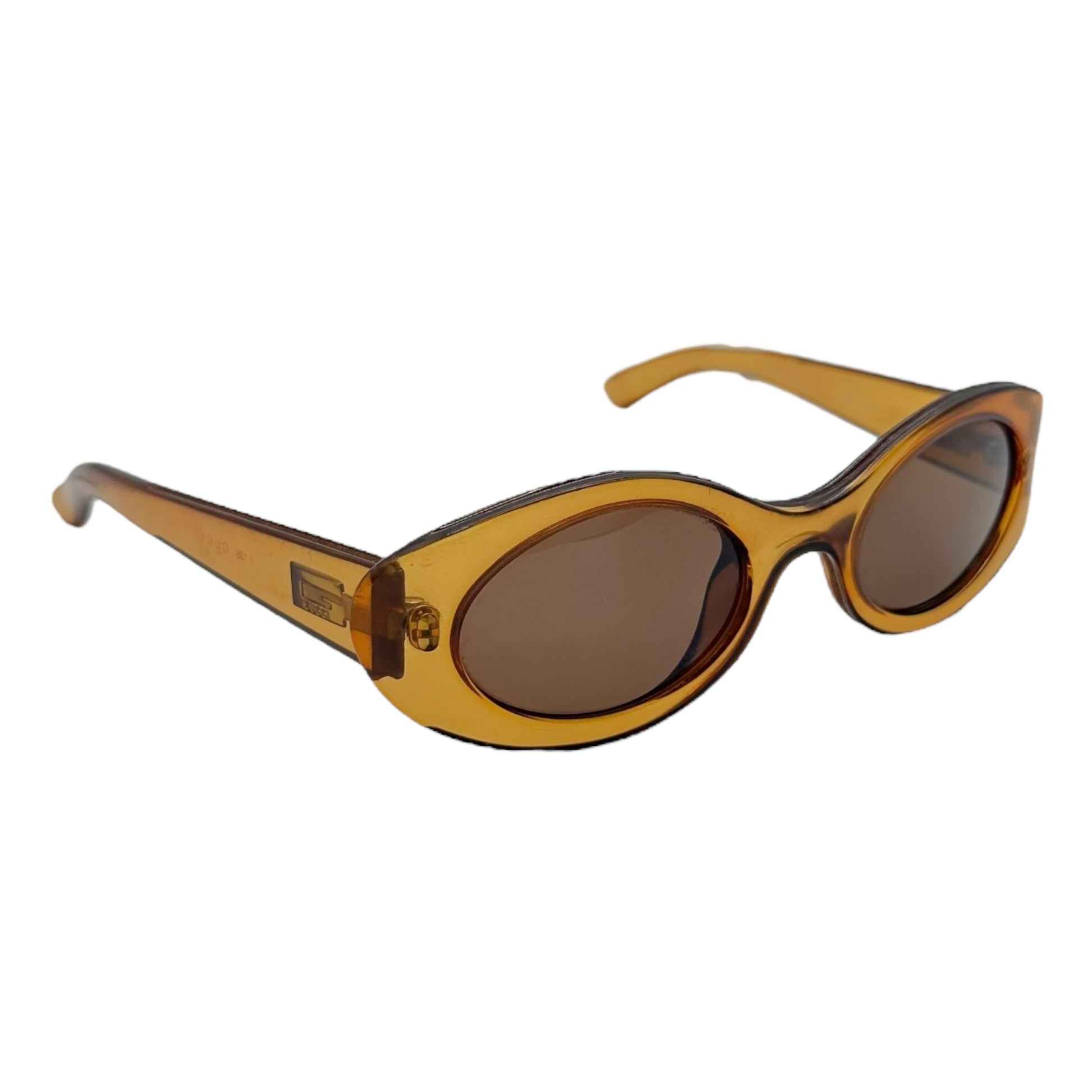 Gucci 90's Brown / Yellow Transparent Oval Sunglasses - Outfit Repeater