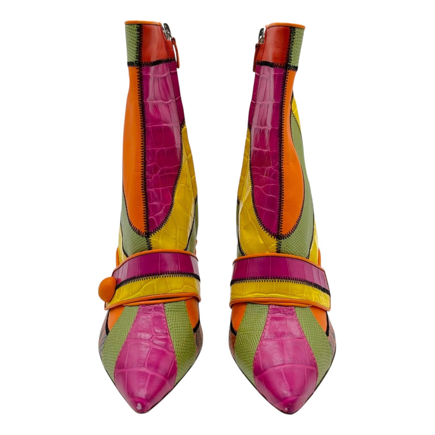Moschino Multicolor Patchwork Leather Ankle Boots - Outfit Repeater