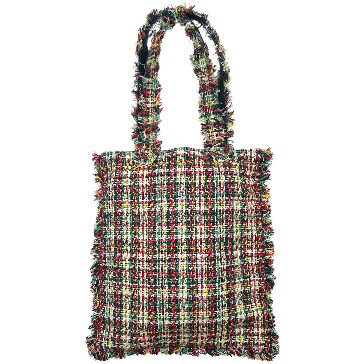 Chanel Tweed Tote Bag Red Yellow Green No.5 Logo