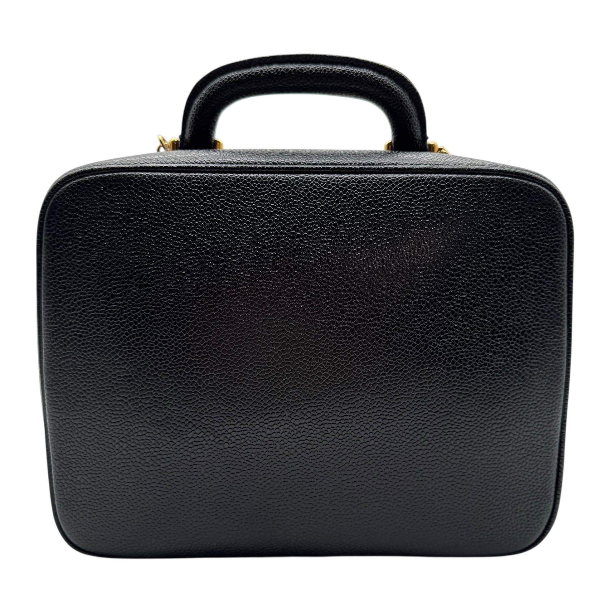 Chanel Black Caviar Leather 2-Way Satchel Vanity Bag 1996-97 - Outfit Repeater