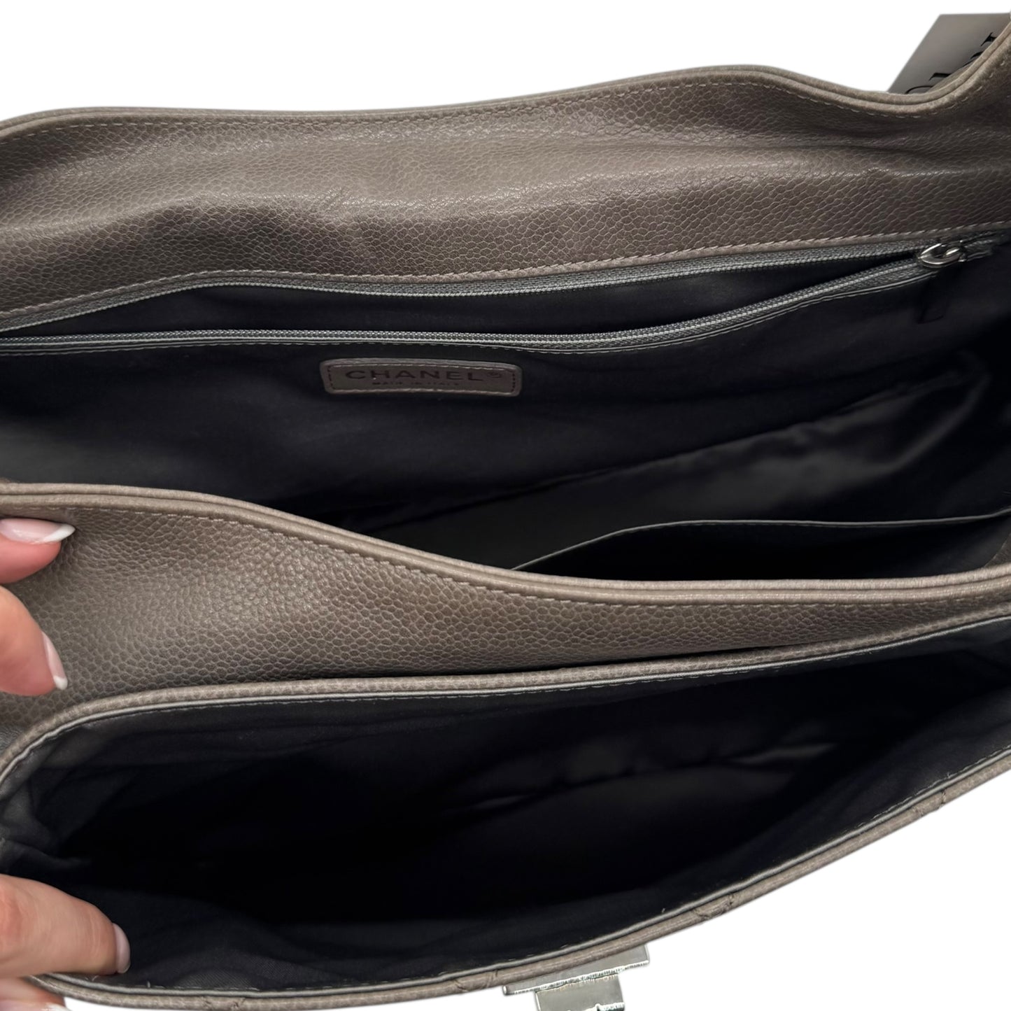 Chanel Gray Caviar Leather Matelasse Hobo Bag 2008-09 - Outfit Repeater