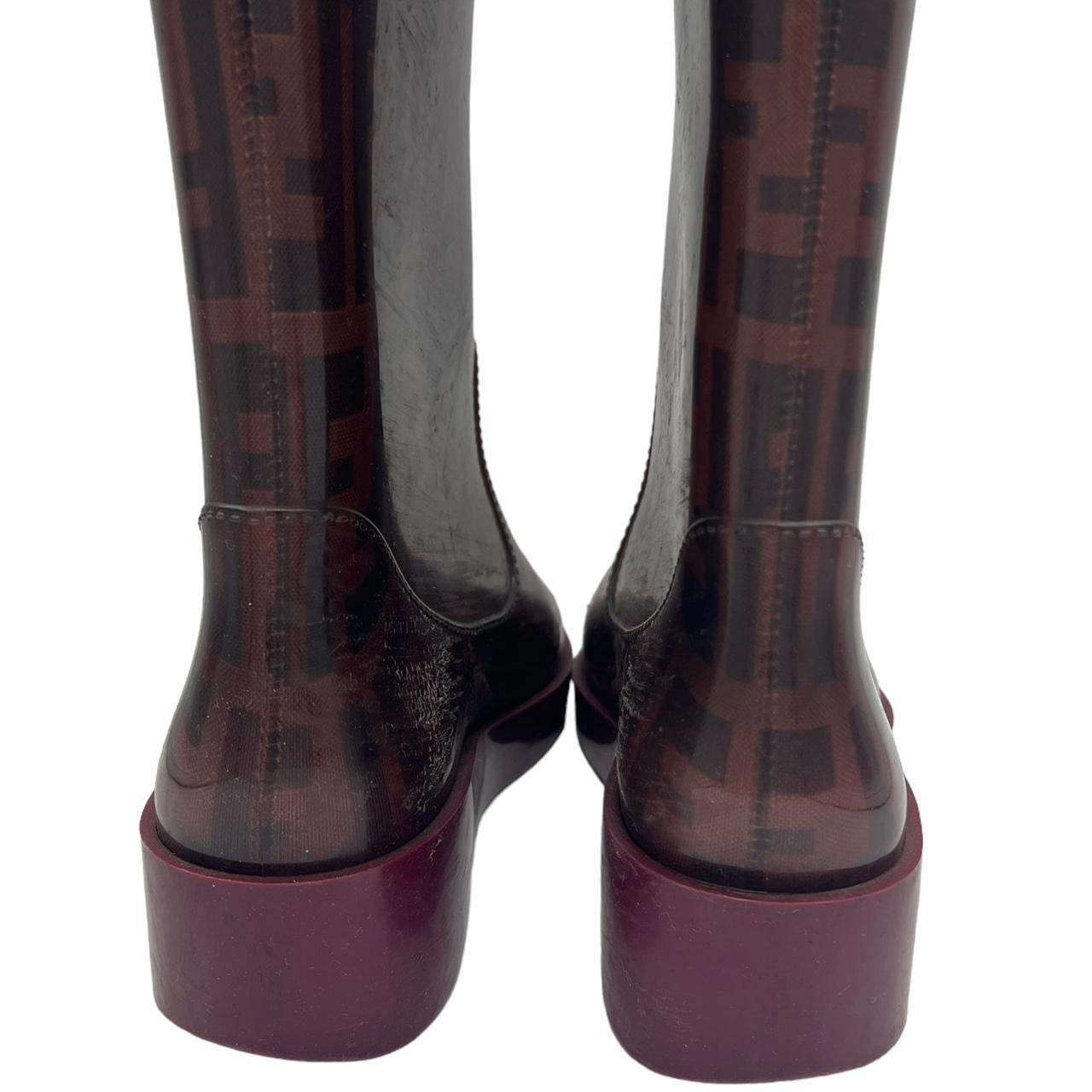 Fendi Purple Zucca Monogram Rain Boots