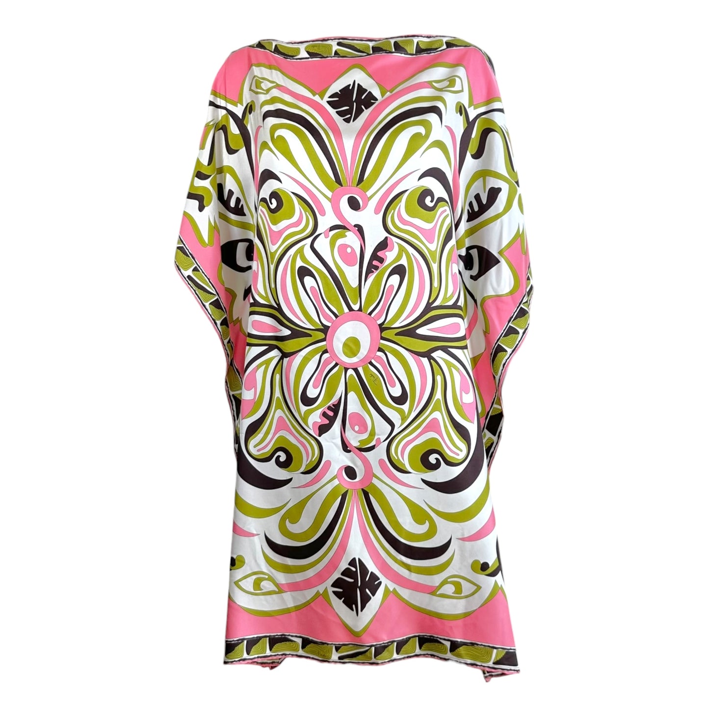 Emilio Pucci Silk Khaftan Dress Coral Green Print