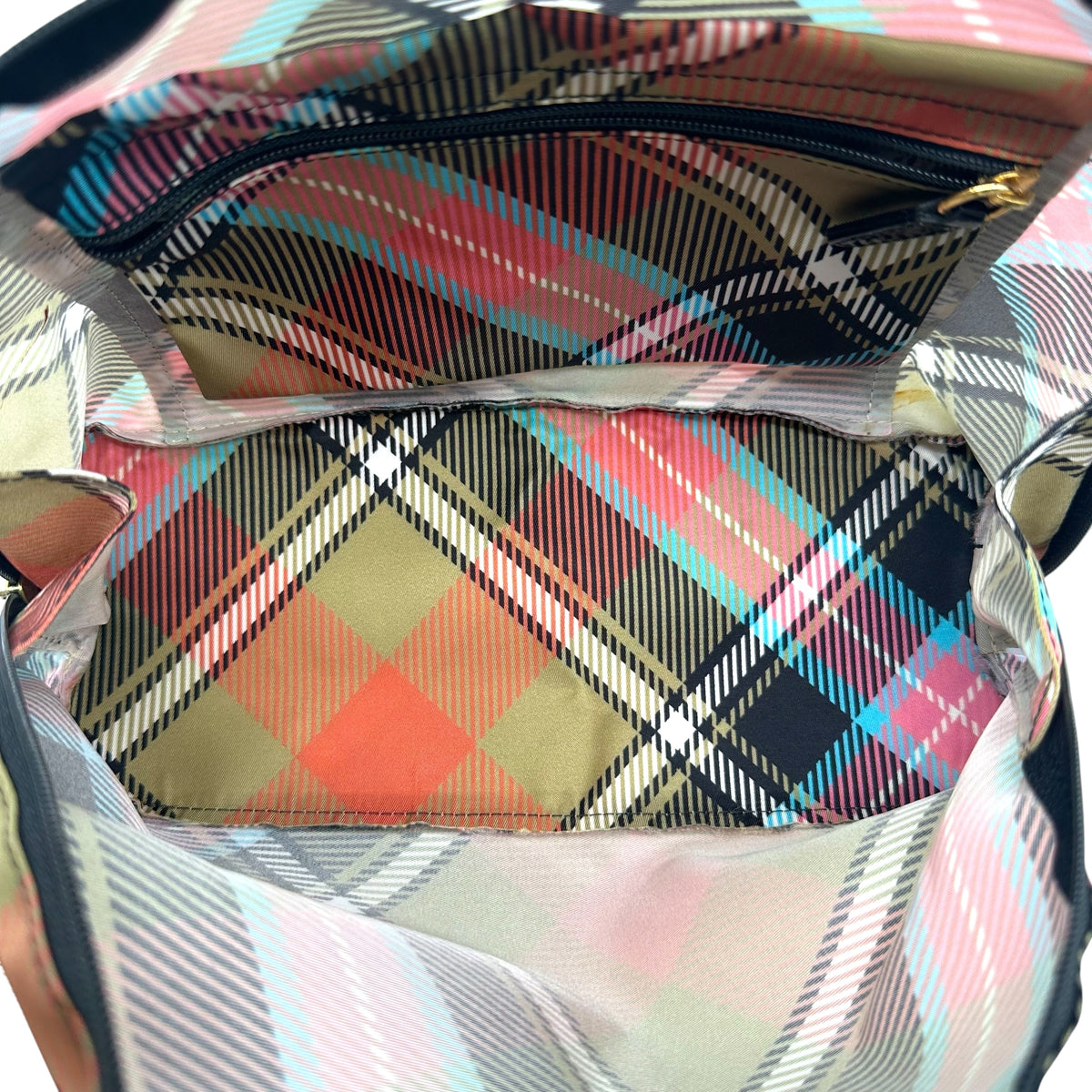 Vivienne Westwood Nylon Cosmetic Bag Multicolor Plaid Print