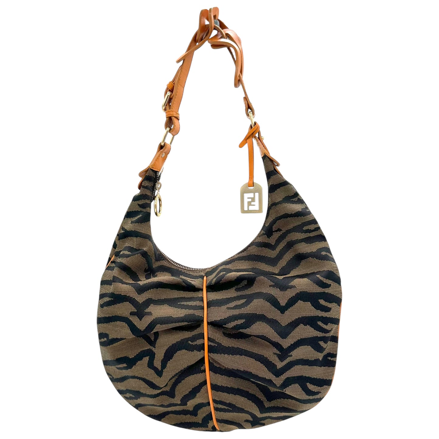 Fendi Zebra Print Crescent Canvas Shoulder Bag - Outfit Repeater