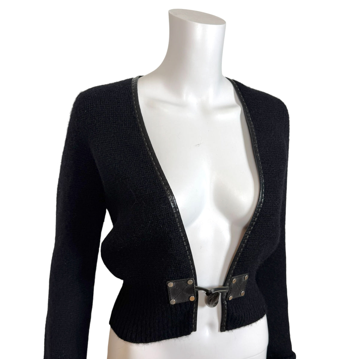 Dsqaured2 Black Wool & Leather Toggle Cardigan