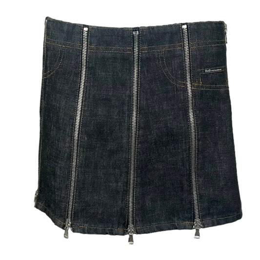 D&G Dolce & Gabbana Dark Wash Denim Zipper Mini Skirt - Outfit Repeater