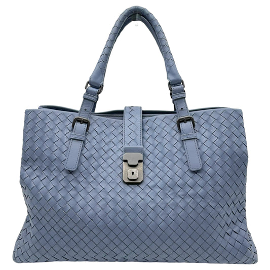 Bottega Veneta Dusty Blue Intrecciato Leather Roma Tote Bag