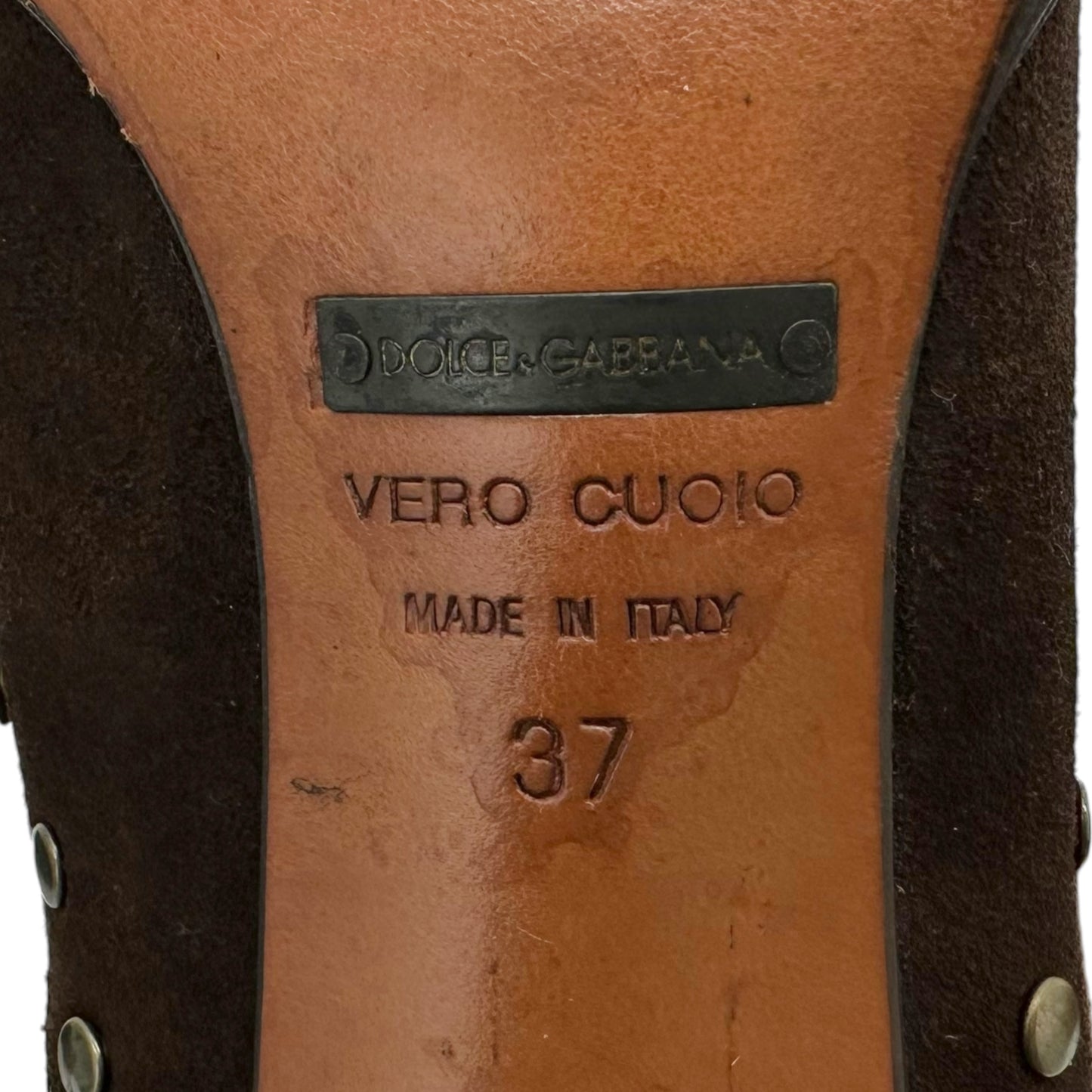 Dolce & Gabbana Brown Suede Studded Boots - Outfit Repeater