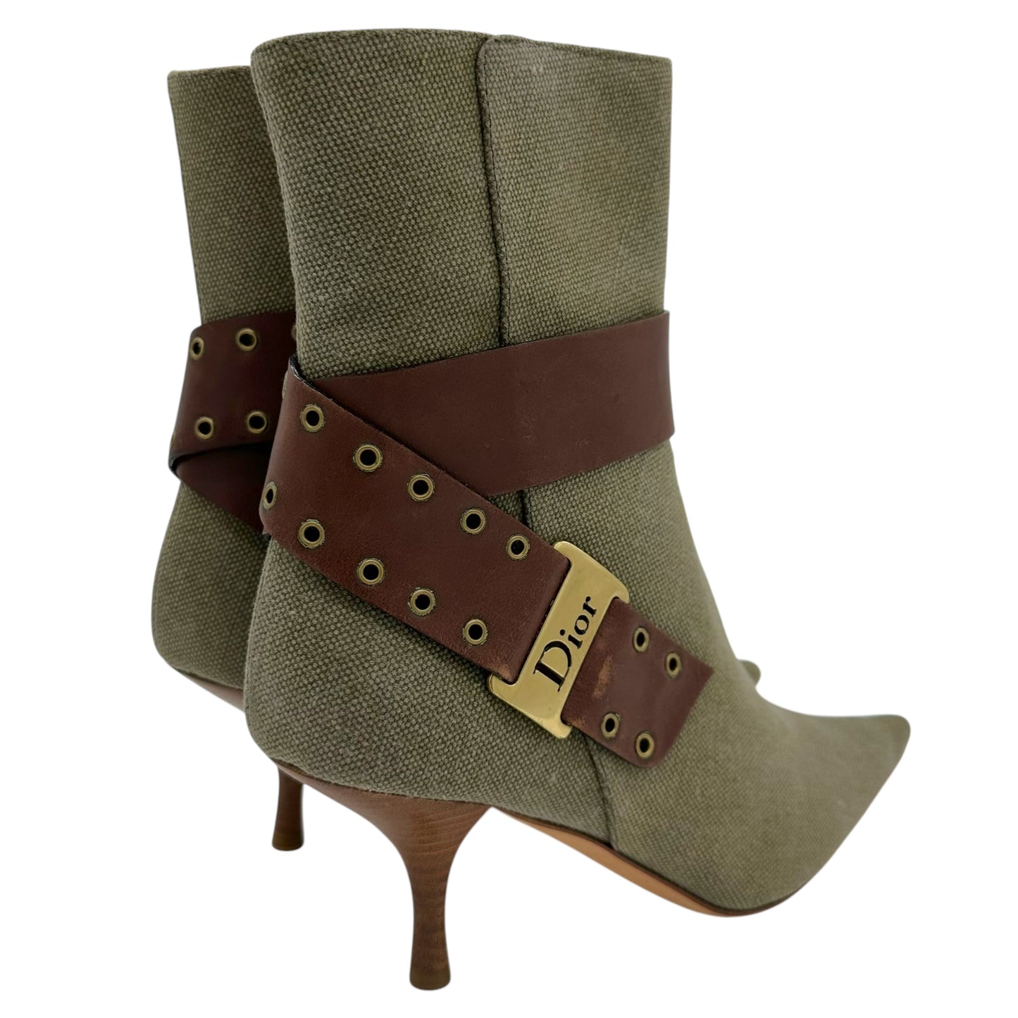 Dior Street Chic Khaki Green Heeled Booties