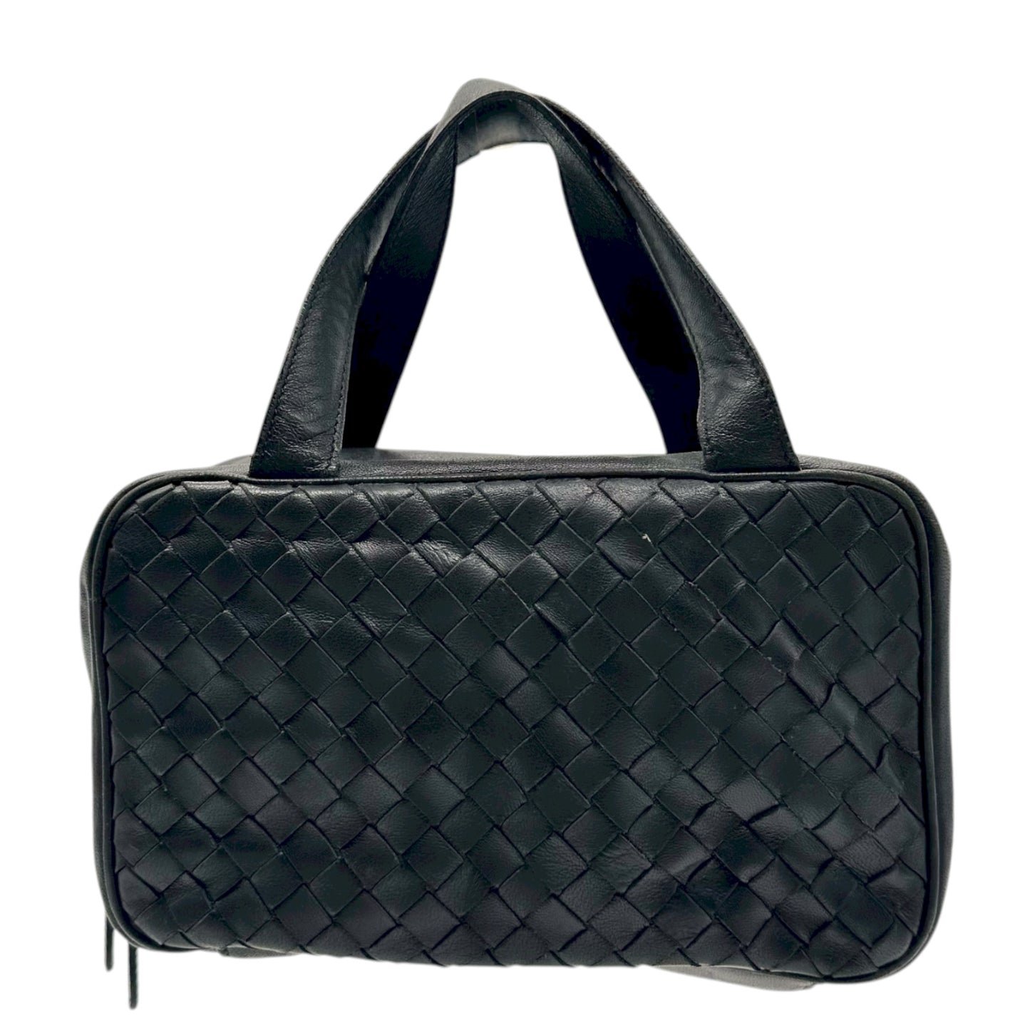 Bottega Veneta Black Intrecciato Woven Leather Pochette Bag - Outfit Repeater