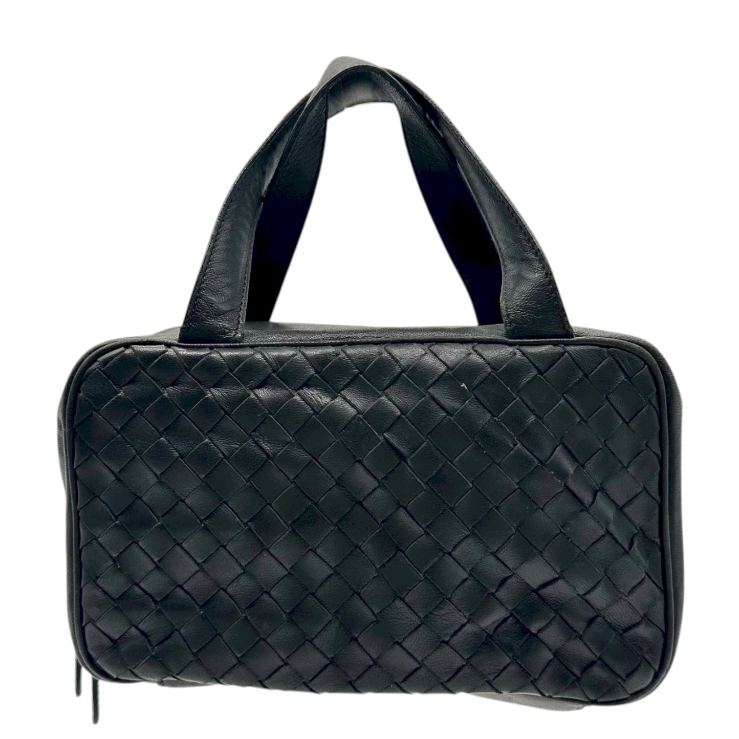 Bottega Veneta Black Intrecciato Woven Leather Pochette Bag - Outfit Repeater