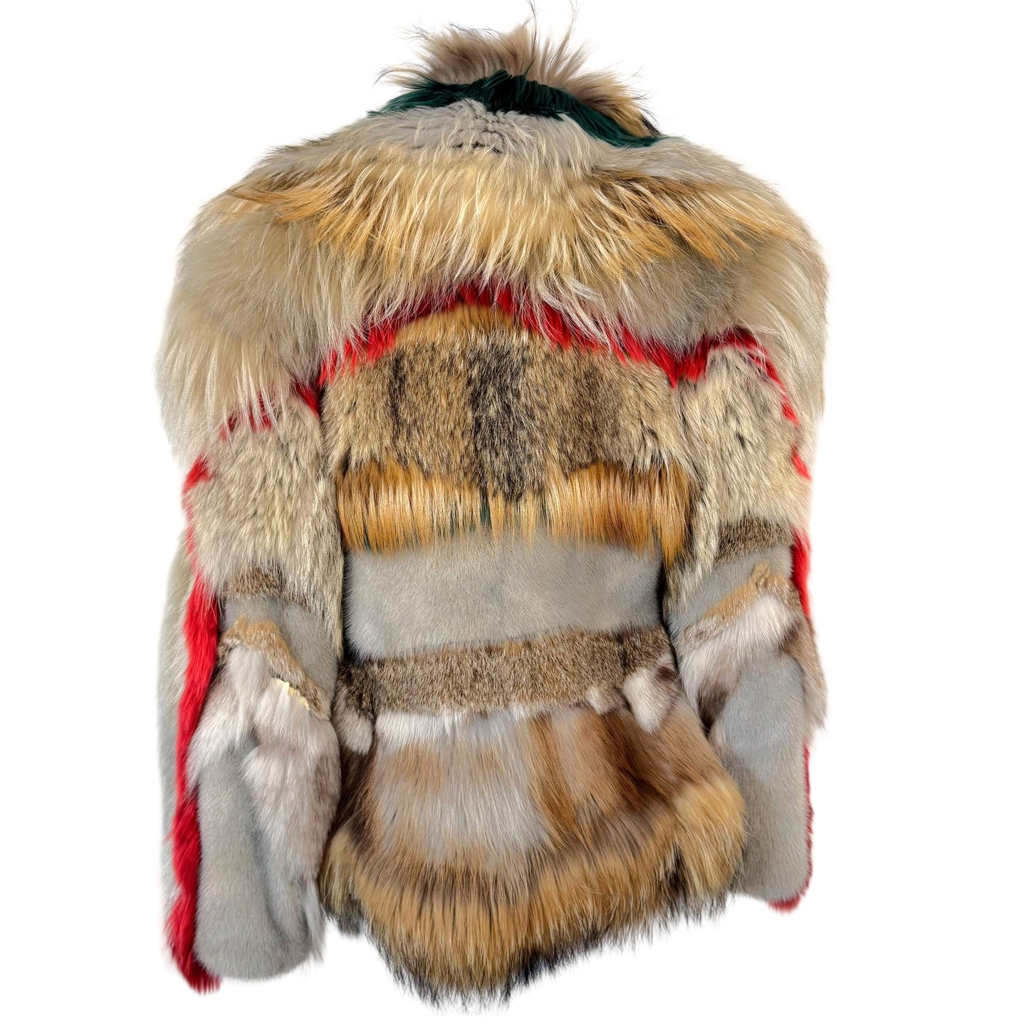 Roberto Cavalli Fur Coat Multicolor Patchwork Lynx Mink