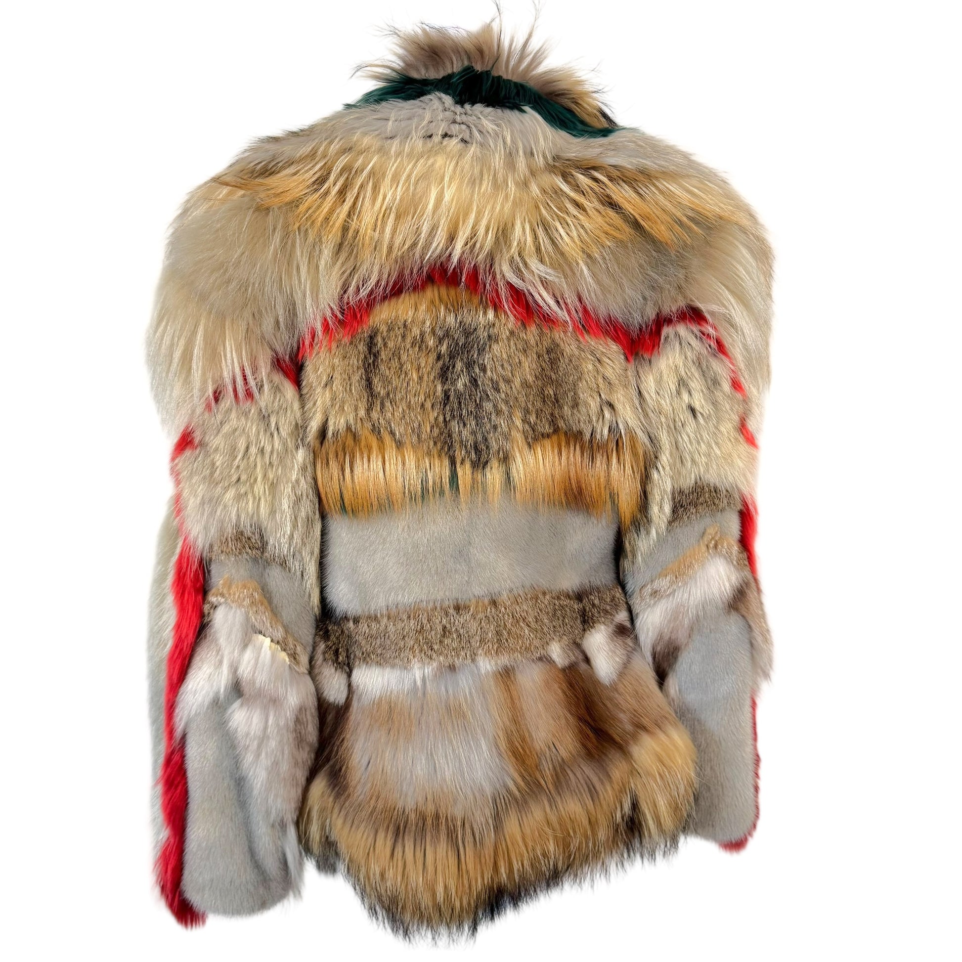 Roberto Cavalli Fur Coat Multicolor Patchwork Lynx Mink