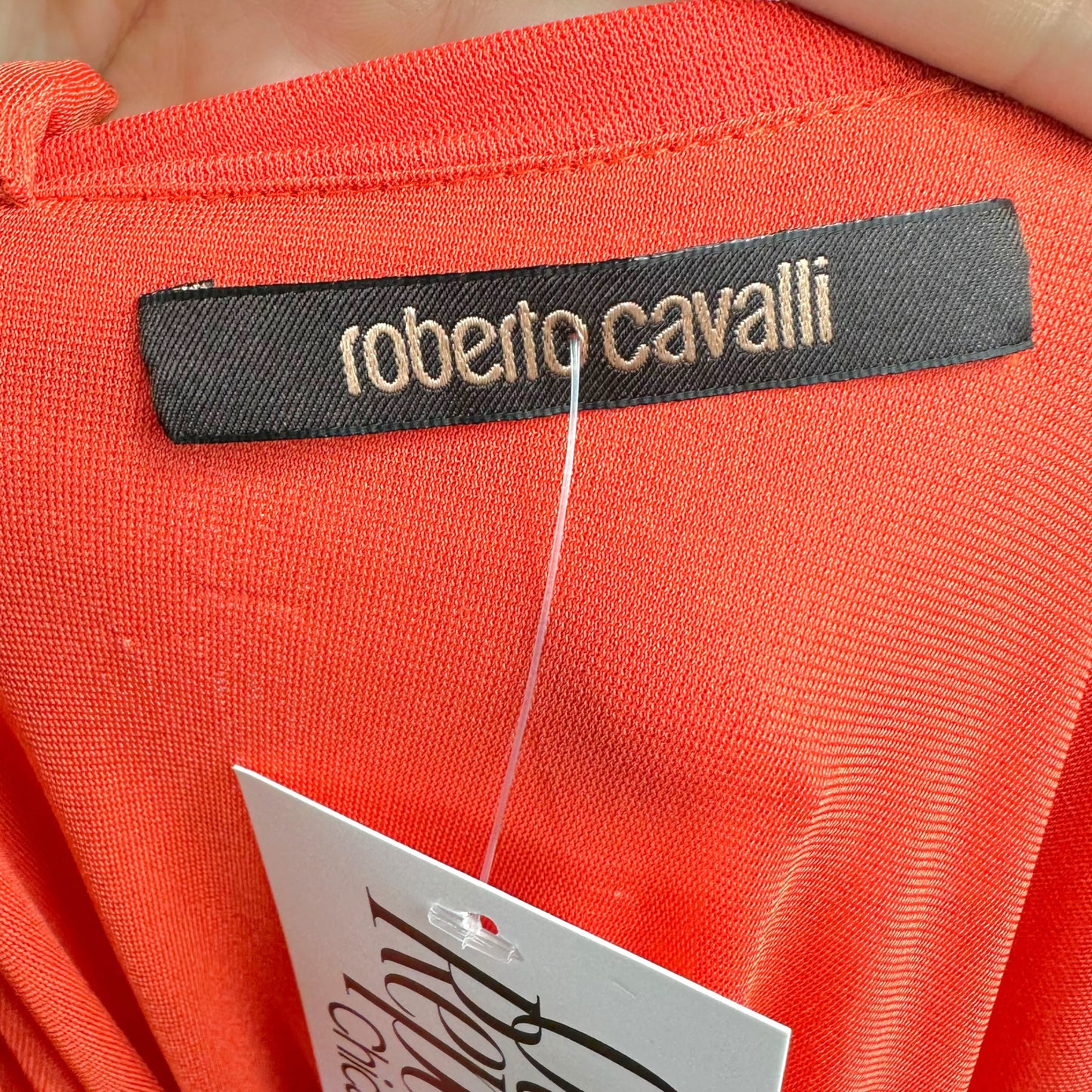 Roberto Cavalli Cowl Back Draped Sleeveless Blouse w/ Charm Detail