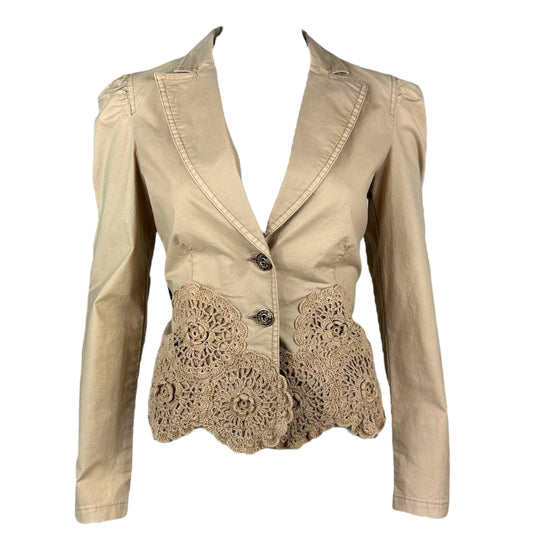 Moschino Jeans Tan Crochet Trim Blazer Jacket
