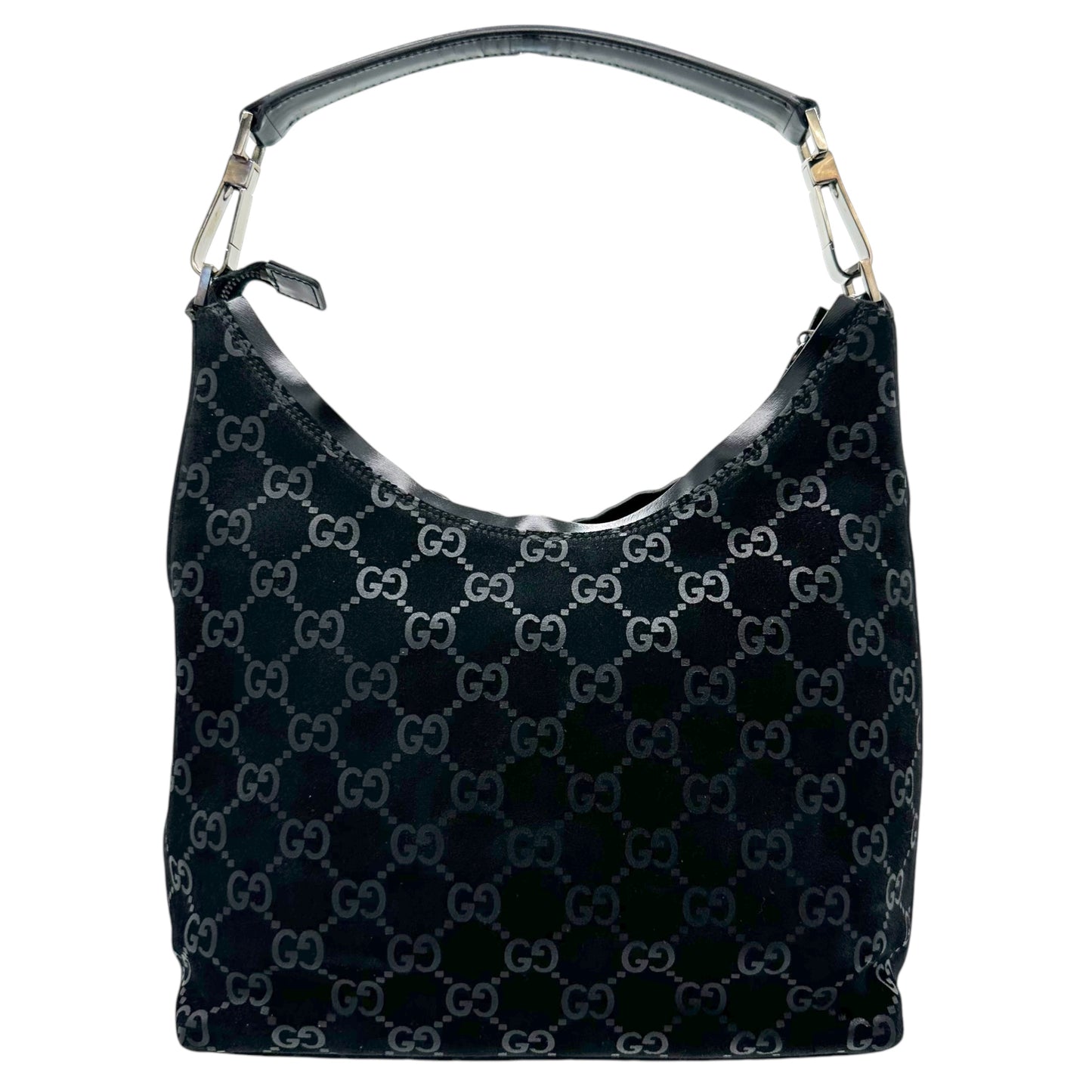 Gucci Black Suede Monogram Shoulder Bag - Outfit Repeater