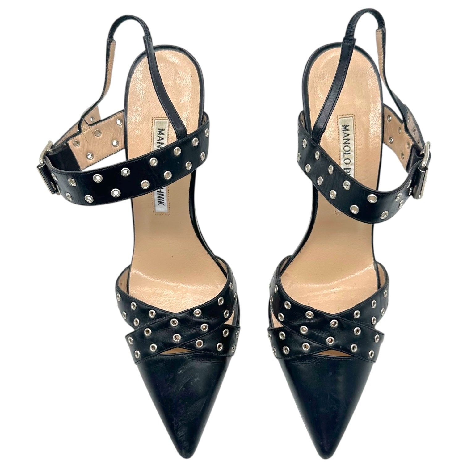 Manolo Blahnik Black Studded Rivet Heels - Outfit Repeater