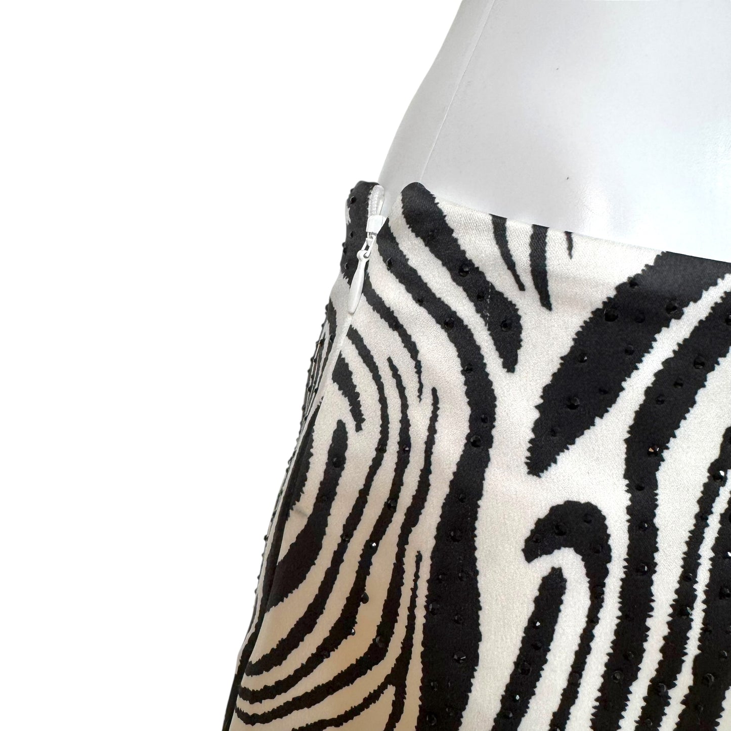 Fanci Club Aviva Crystal Embellished Zebra Print Micro Mini Skirt