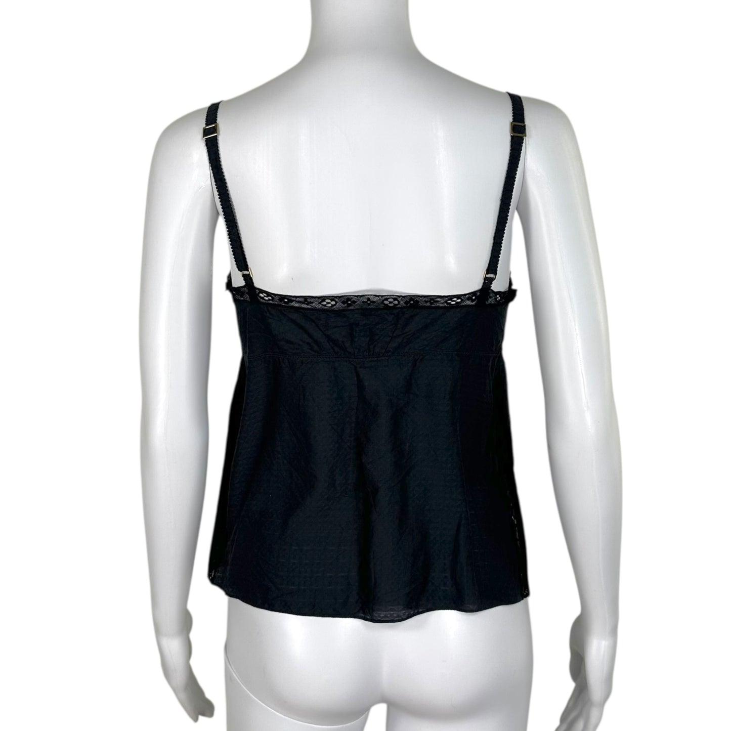 Louis Vuitton Black Logo Print Cotton & Silk Cami